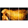 Quadro Mulher Cabelo Ouro Preto e Dourado - Kit 3 telas - 90 x 60 cm - Branca - 1
