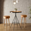 Ver imagem 2 de Conjunto Mesa Bistrô com 2 Banquetas Rubi Courino Caramelo | Aço Preto - Sallar Home