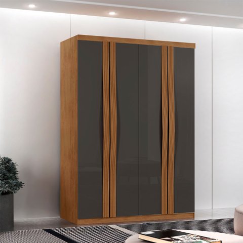 Guarda Roupa Solteiro Dunas Mdf 4 Portas e 2 Gavetas Moderna