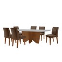 Ver imagem 2 de Sala de Jantar Mesa Evora 180 Mdf Vidro Canto Reto com 6 Cadeiras Grecia Rufato