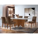 Ver imagem 1 de Sala de Jantar Mesa Evora 180 Mdf Vidro Canto Reto com 6 Cadeiras Grecia Rufato