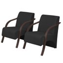 Ver imagem 1 de Kit 2 Poltronas Decorativas Vênus 1 Lugar Braço Pé Madeira D Salla Tecido Sintético (Courino) Preto