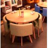 Conjunto Mesa Minimalista com 4 Cadeiras Compacta 1m2:base de Cadeiras com Aspecto de Madeira e Teci - 15