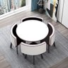 Conjunto Mesa Minimalista com 4 Cadeiras Compacta 1m2:base de Cadeiras com Aspecto de Madeira e Teci - 8