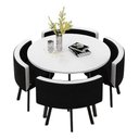 Ver mais imagens de Conjunto Mesa Minimalista com 4 Cadeiras Compacta 1m2:base de Cadeiras com Aspecto de Madeira e Teci