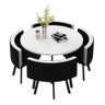 Conjunto Mesa Minimalista com 4 Cadeiras Compacta 1m2:base de Cadeiras com Aspecto de Madeira e Teci - 2
