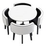Conjunto Mesa Minimalista com 4 Cadeiras Compacta 1m2:base de Cadeiras com Aspecto de Madeira e Teci - 7