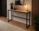Ver imagem 6 de Mesa Jantar Aparador Bancada Alta Industrial 100x30cm Tampo Bege Pés Preto