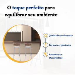 Kit 2 Banqueta Bistro para Cozinha Junco Cappuccino Àrea Gourmet Balcão Bancada bares Churrasqueira - 3