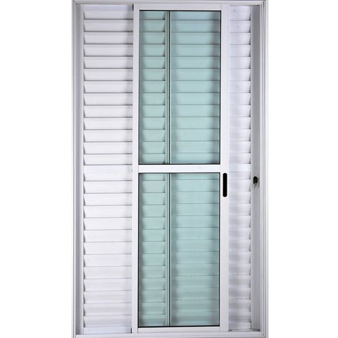 Porta de Aluminio Balcão 3 Folhas com Fechadura Linha Premium:2,10 X 1,20/branco