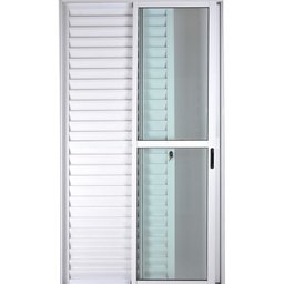 Porta de Alumínio de Correr Balcão 3 Folhas 2,10 x 1,20 Linha 25 Com Chave Cor Branco - 3