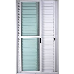 Porta de Alumínio de Correr Balcão 3 Folhas 2,10 x 1,20 Linha 25 Com Chave Cor Branco - 2