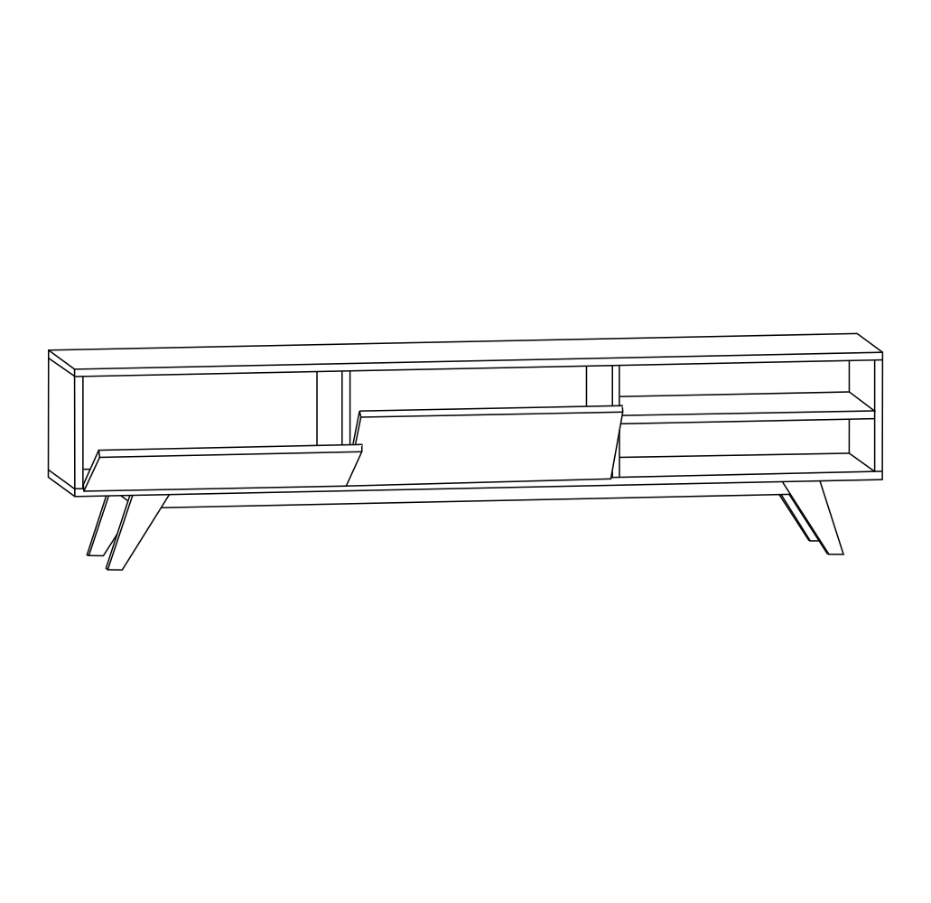 Rack Dubai Preto com Pés em Madeira Maciça - Estilare | MadeiraMadeira