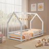 Cama Montessoriana Solteiro com Grade de Proteção Madeira Maciça Branco Amy Shop Jm - 1