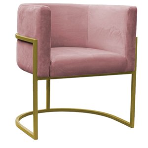 Poltrona Decorativa Carla – Base Dourada - Tecido Veludo:rose
