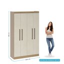 Ver imagem 3 de Guarda Roupa Solteiro Japão 4 Portas 2 Gavetas Menu Móveis Off White Carvalho