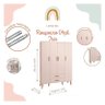 Guarda Roupa Infantil 4 Portas 2 Gavetas Isis Rosa Acetinado Pés Retrô P/ Quarto de Bebê - Reller - 4