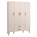 Ver imagem 2 de Guarda Roupa Infantil 4 Portas 2 Gavetas Isis Rosa Acetinado Pés Retrô P/ Quarto de Bebê - Reller