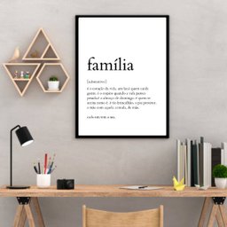 Quadro Decorativo Definição de Família 45x34cm - com vidro:Madeira branca - 2