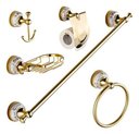 Ver imagem 1 de Kit Acessórios Banheiro 5 Peças Dourado com Porcelana Luxo