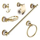 Ver imagem 1 de Kit Acessórios Banheiro 5 Peças Dourado com Porcelana Luxo