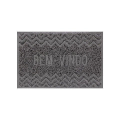 Capacho de Porta Pvc Antiderrapante 60x40cm - Zig Zag Cinza