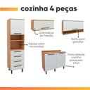 Ver imagem 4 de Armário de Cozinha Completa 5 Portas 4 Gavetas Grécia Madeirado/off White