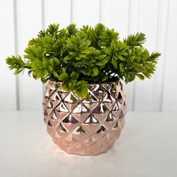 Decoração sala rack vaso geométrico rose gold abacaxi decor - 4