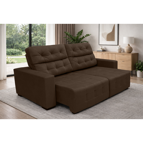 Sofá Retrátil e Reclinável Siena 2.00m Super Pillow - Marrom