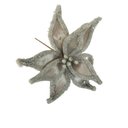 Ver imagem 2 de Flor Artificial Natalina Poinsétia Veludo Prata Haste 50cm