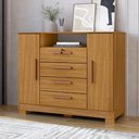 Ver imagem 1 de Comoda 4 Gavetas 2 Portas com Chave e Nicho Funcional - Carvalho Americano