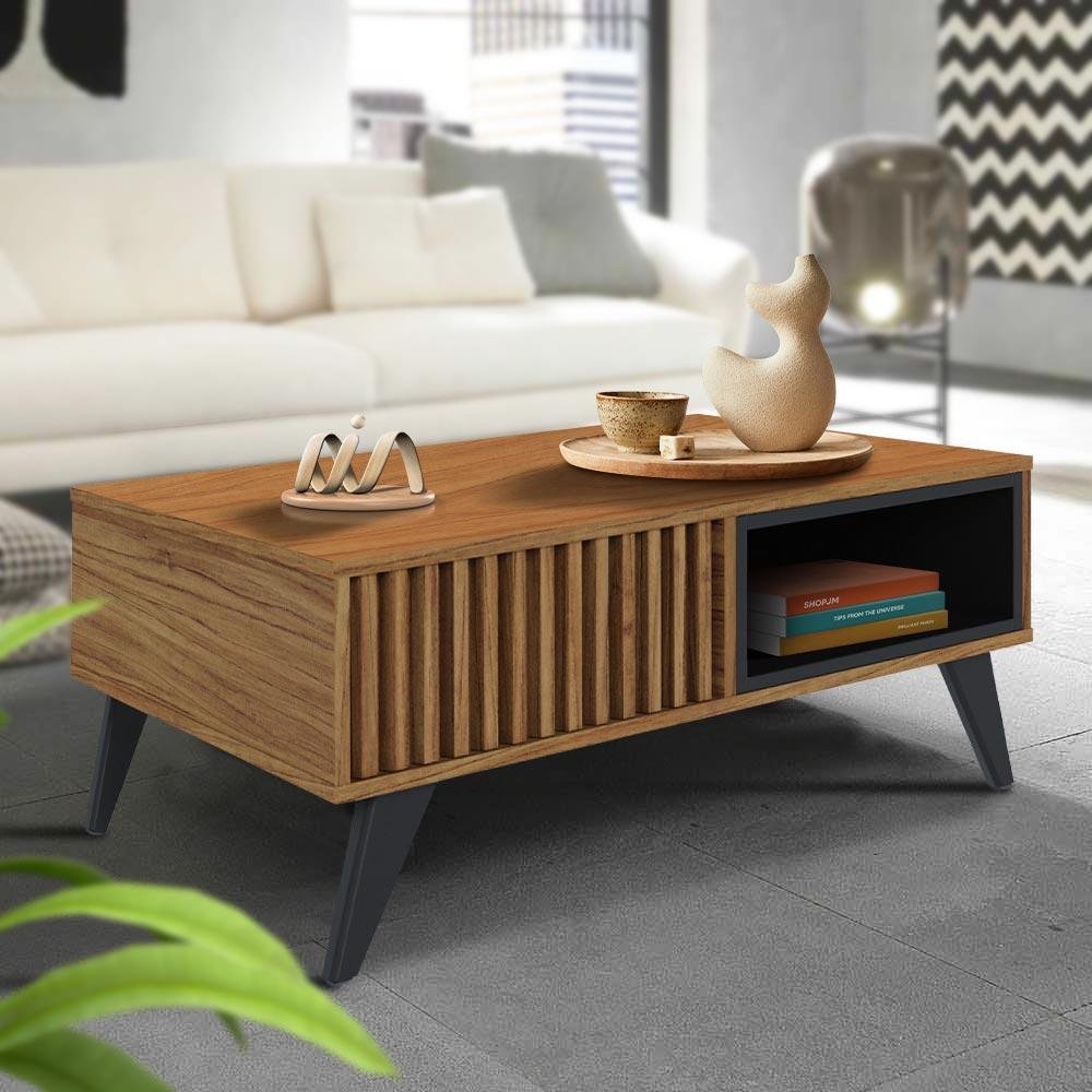 Mesa De Centro Ripada Noce Milano Preto Fosco Fallen Shop JM ...