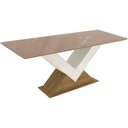 Ver imagem 1 de Mesa para Cozinha Amora com Tampo Madeirado com Vidro 160x90cm Freijó Bronze Kappesberg