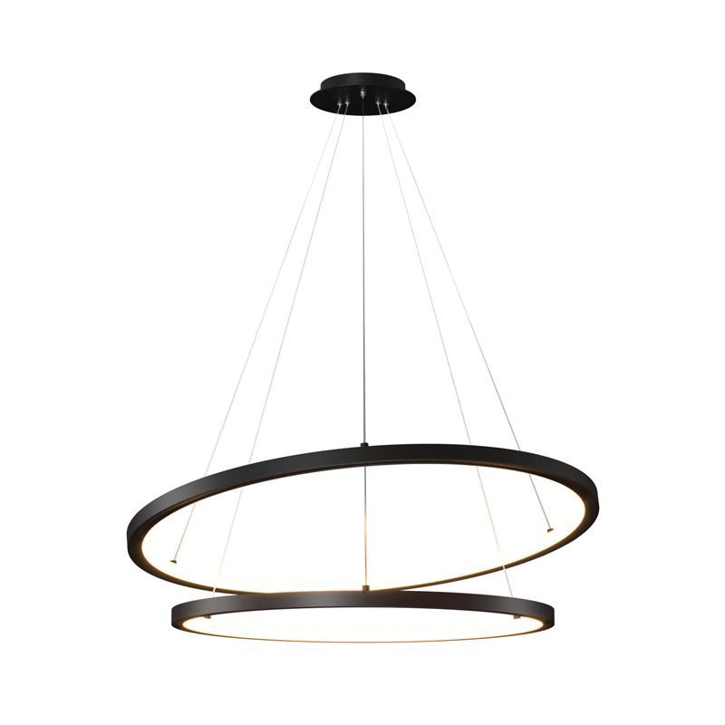 Lustre Pendente Orluce Tabat OR1749 com 2 Aros 50/40cm Preto Led Bivolt - 2