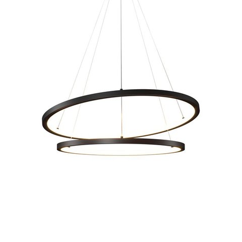 Lustre Pendente Orluce Tabat OR1749 com 2 Aros 50/40cm Preto Led Bivolt