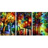 Quadro Romântico Pintura Natureza ao Ar Livre - Kit 3 telas - 60 x 40 cm - Preta - 1