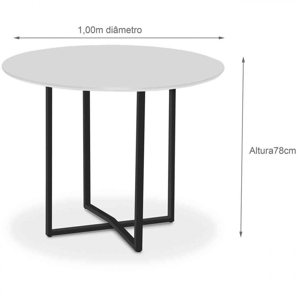 Mesa de Jantar com Base de Ferro e Tampo de Mdf 90cm Redonda - 3