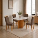 Ver imagem 1 de Conjunto Sala de Jantar Mesa Moscou Tp Vidro Canto Copo com 4 Cadeiras Mariana