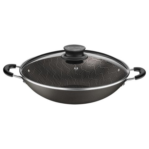 Wok Tramontina Paris com Revestimento Interno e Externo em Antiaderente Starflon Max Chumbo
