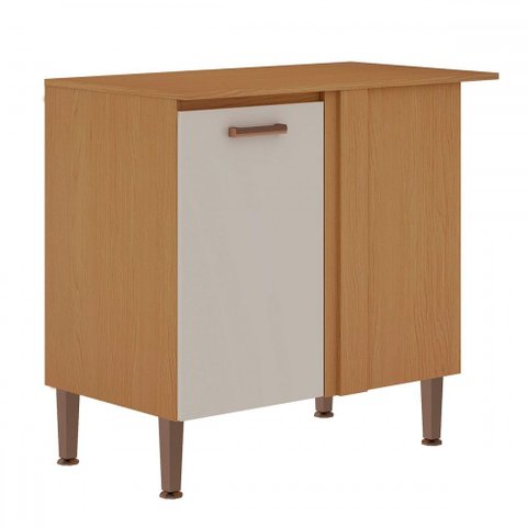 Balcão de Cozinha de Canto 1 Porta 100% Mdf 1022 Freijó/off White - Genialflex
