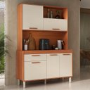 Ver imagem 1 de Cozinha Compacta 5 Portas 1 Gaveta 140cm com Nicho Dunas Itatiaia Marrom/Cinamomo/Off White
