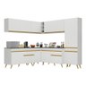 Armário de Cozinha Completa de Canto Veneza Multimóveis V2067 Branco/Dourado - 2