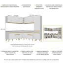 Ver imagem 6 de Armário de Cozinha Completa de Canto Veneza Multimóveis V2067 Branco/Dourado