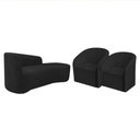 Ver imagem 1 de Kit Sofá Curvo França 140cm Ld. e 2 Poltronas Luiza Max Conforto, Bouclé Preto