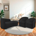 Ver imagem 2 de Kit Sofá Curvo França 140cm Ld. e 2 Poltronas Luiza Max Conforto, Bouclé Preto