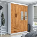 Ver imagem 1 de Guarda-Roupa Solteiro Siena 4 Portas 2 Gavetas com Espelho Multimóveis CR35555 Branco/Cinamomo