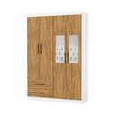 Ver imagem 2 de Guarda-Roupa Solteiro Siena 4 Portas 2 Gavetas com Espelho Multimóveis CR35555 Branco/Cinamomo
