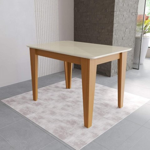 Mesa de Jantar Retangular Tampo de Vidro Fidelitá Génova 120cm