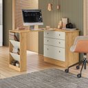 Ver imagem 1 de Cômoda 3 Gavetas com Mesa Giratória Freijo/off White - Qmovi