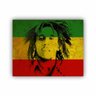 Quadro Bob Marley Bandeira Jamaica Cores - Tela Única - 60 x 40 cm - Preta - 1